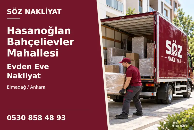Hasanoğlan Bahçelievler Mahallesi Evden Eve Nakliyat — Elmadağ / Ankara — Söz Nakliyat — 0530 858 48 93; temsili görsel