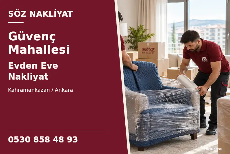 Güvenç Mahallesi Evden Eve Nakliyat — Kahramankazan / Ankara — Söz Nakliyat — 0530 858 48 93; temsili görsel