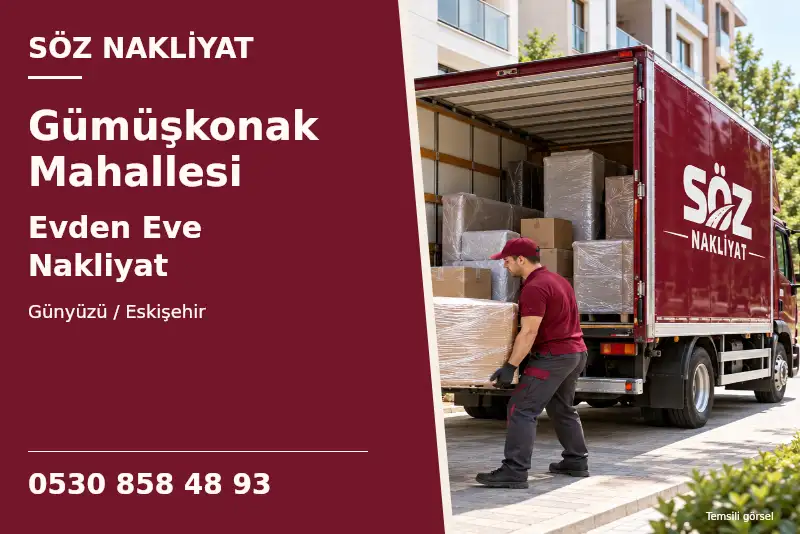 Gümüşkonak Mahallesi Evden Eve Nakliyat — Günyüzü / Eskişehir — Söz Nakliyat — 0530 858 48 93; temsili görsel