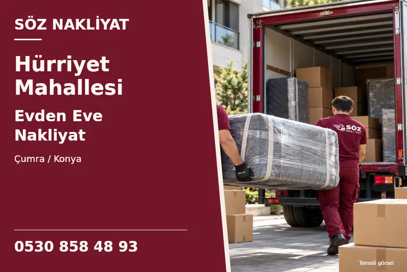 Hürriyet Mahallesi Evden Eve Nakliyat — Çumra / Konya — Söz Nakliyat — 0530 858 48 93; temsili görsel