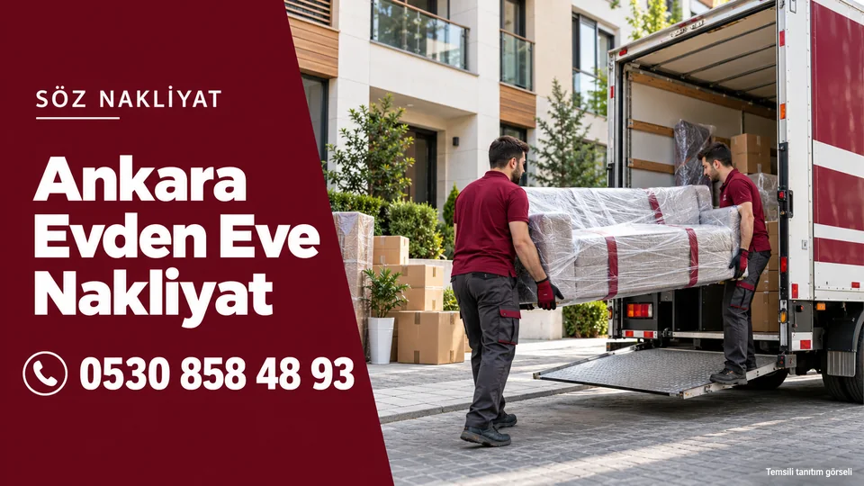 Söz Nakliyat — Ankara Evden Eve Nakliyat — 0530 858 48 93. Temsili tanıtım görseli.