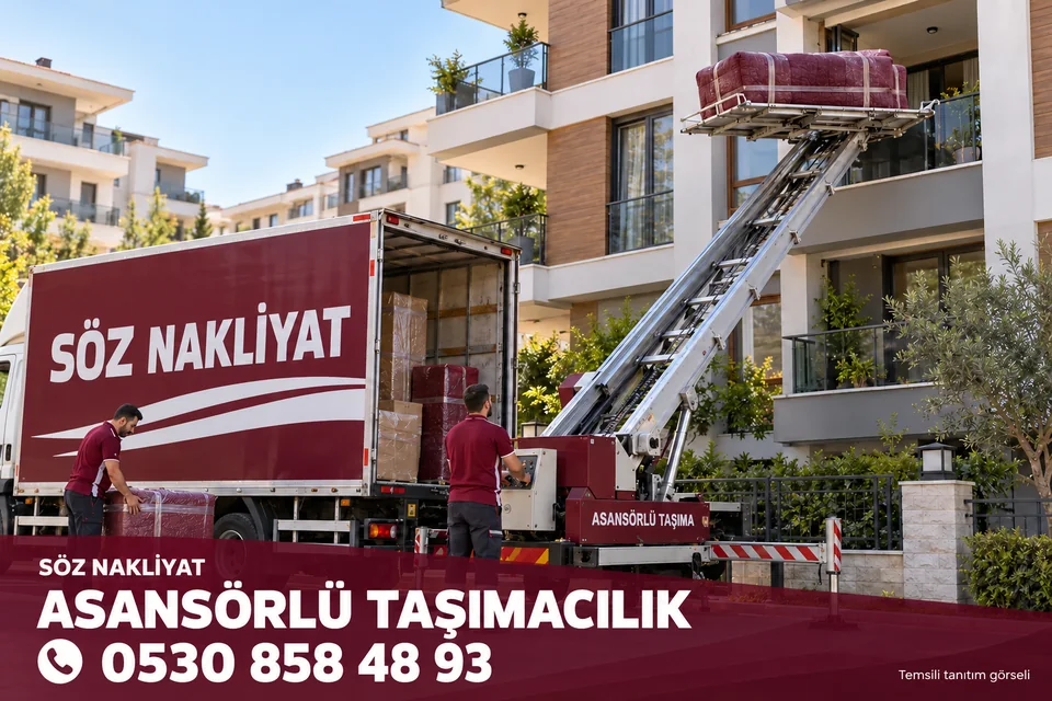 Söz Nakliyat — Asansörlü Taşımacılık — 0530 858 48 93. Temsili tanıtım görseli.